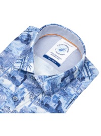 A Fish Named Fred Kurzarmhemd - Modern Fit - Insel - blau - Thumbnail ID: arimh726cc