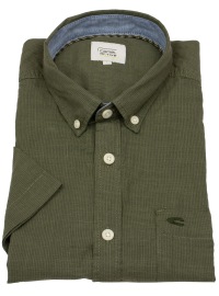 Camel Active Kurzarmhemd - Regular Fit - Button Down - olivgrün