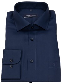 Casa Moda Shirt - Comfort Fit - Kent Collar - Twill - Dark Blue - Extra Long Sleeve 72cm