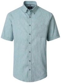 Casa Moda Kurzarmhemd - Casual Fit - Button Down - Leinen-Mix - grün