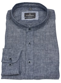 Casa Moda Leinenhemd - Casual Fit - Stehkragen - blau
