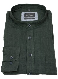Casa Moda Leinenhemd - Casual Fit - Stehkragen - grün