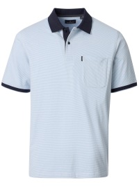 Casa Moda Poloshirt - Regular Fit - Kontrastkragen - Streifen - hellblau