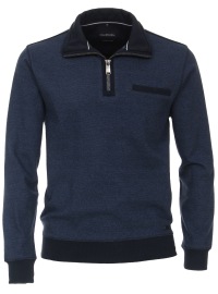 Casa Moda Sweatshirt Pullover - Troyerkragen - Struktur - blau