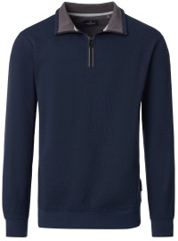 Casa Moda Sweatshirt Pullover - Troyerkragen - Struktur - dunkelblau