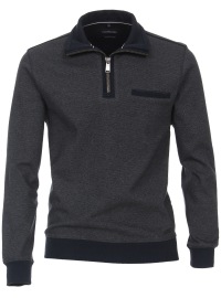 Casa Moda Sweatshirt Pullover - Troyerkragen - Struktur - dunkelblau