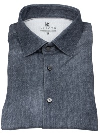 DESOTO Shirt - Slim Fit - Jersey - Kent Collar - Dark Blue