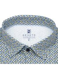 DESOTO Kurzarmhemd - Slim Fit - Jersey - Kentkragen - Print - blau / gelb - ohne OVP - Thumbnail ID: arimas1qm7