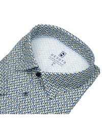 DESOTO Kurzarmhemd - Slim Fit - Jersey - Kentkragen - Print - blau / gelb - ohne OVP - Thumbnail ID: arimbm56u5