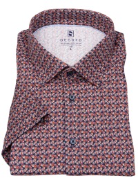 DESOTO Kurzarmhemd - Slim Fit - Jersey - Kentkragen - Print - rot
