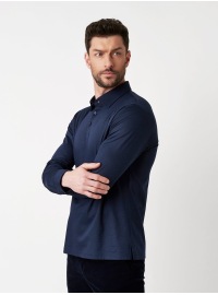 DESOTO Poloshirt Langarm - Slim Fit - Jersey - dunkelblau - Thumbnail ID: arim6oa3cu