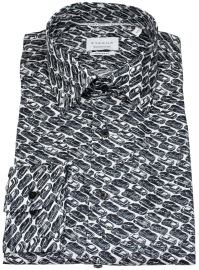 Eterna Hemd - Modern Fit - Dynamic Cotton - Oldtimer - schwarz / weiß