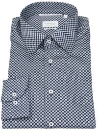 Eterna Hemd - Modern Fit - Dynamic Cotton - Print - dunkelblau - extra langer 68cm Arm