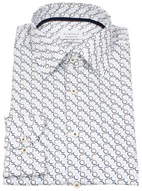 Eterna Hemd - Modern Fit - Kreise - blau / beige - extra langer 68cm Arm
