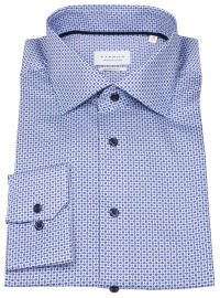Eterna Shirt - Modern Fit - Print - Dark Blue / Light Blue - Extra Langer 68cm Sleeve