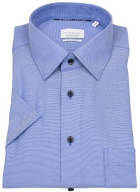 Eterna Kurzarmhemd - Modern Fit - Dynamic Cotton - Struktur - blau