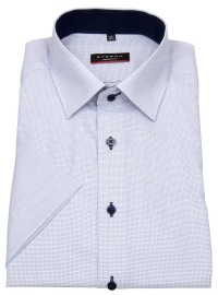 Eterna Short Sleeve Shirt - Modern Fit - Fine Checked - Light Blue / White - w/o OP