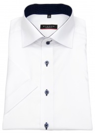 Eterna Kurzarmhemd - Modern Fit - Oxford - Kontrastknöpfe - weiß