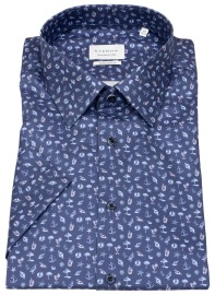 Eterna Short Sleeve Shirt - Modern Fit - Print - Dark Blue / Light Blue - w/o OP