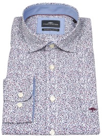 Fynch-Hatton Hemd - Casual Fit - Kentkragen - Print mit kleinen Blättern - mehrfarbig