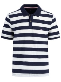 Fynch-Hatton Poloshirt - Casual Fit - Striped - Dark Blue / White