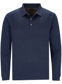 Hajo Poloshirt - Regular Fit - Langarm - Softknit - dunkelblau
