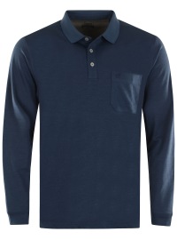 Hajo Poloshirt - Regular Fit - Langarm - Softknit - dunkelblau