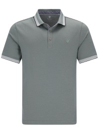 Hajo Poloshirt - Regular Fit - mit Kontrastdetails - graugrün
