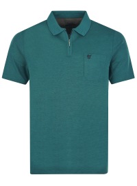 Hajo Poloshirt - Regular Fit - Softknit - Reissverschluss - petrol