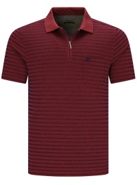 Hajo Poloshirt - Regular Fit - Softknit - Reissverschluss - Streifen - rot