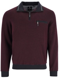 Hajo Sweatshirt - Regular Fit - Troyerkragen mit Reissverschluss - bordeaux