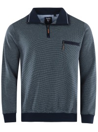 Hajo Sweatshirt - Regular Fit - Troyerkragen mit Reissverschluss - dunkelblau