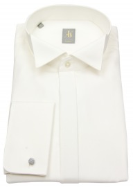 Jacques Britt Gala Shirt - Slim Fit - Wing Collar - Double Cuff - Beige - w/o OP