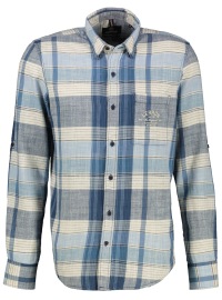 Lerros Shirt - Regular Fit - Button Down Collar - Checked - Blue / White