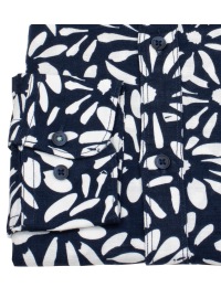 Lerros Shirt - Regular Fit - Button Down - with linen - dark blue / white - Thumbnail ID: arimnt98nm