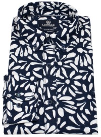 Lerros Shirt - Regular Fit - Button Down - with linen - dark blue / white - Thumbnail ID: arimwuad3u
