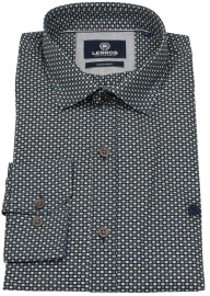 Lerros Hemd - Regular Fit - Haikragen - feines Muster - braun