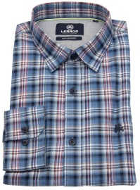 Lerros Shirt - Regular Fit - Kent Collar - Checked - Blue - w/o OP