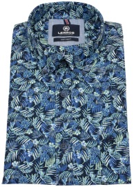 Lerros Kurzarmhemd - Regular Fit - Button Down - floraler Print - blau