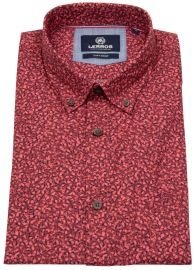 Lerros Kurzarmhemd - Regular Fit - Button Down Kragen - rot / schwarz