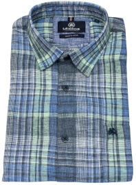 Lerros Short Sleeve Shirt - Regular Fit - Kent Collar - Checked - Blue - w/o OP