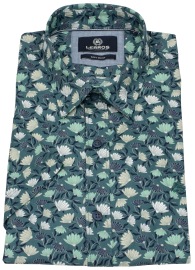 Lerros Kurzarmhemd - Regular Fit - Kentkragen - Print - grün