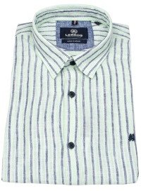 Lerros Kurzarmhemd - Regular Fit - Under Button Down - Streifen - grün / blau