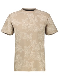 Lerros T-Shirt - Regular Fit - Rundhals - floraler Print - beige