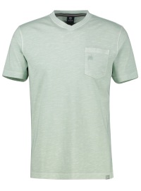 Lerros T-Shirt - Regular Fit - V-Ausschnitt - mit Brusttasche - grün