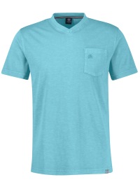Lerros T-Shirt - Regular Fit - V-Ausschnitt - mit Brusttasche - türkis