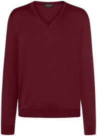 MAERZ Muenchen Pullover - Classic Fit - V-Ausschnitt - Merinowolle - weinrot