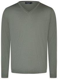 MAERZ Muenchen Pullover - Modern Fit - V-Ausschnitt - olivgrün