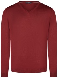 MAERZ Muenchen Pullover - Modern Fit - V-Ausschnitt - rot