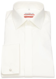 Marvelis Gala Shirt - Modern Fit - Kent Collar - Double Cuff - Light Beige - w/o OP